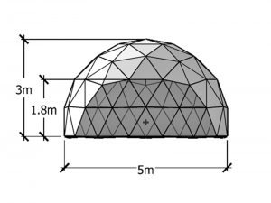 Tamaño de la cúpula geodésica de 5 mm