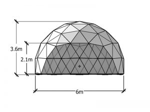 Tamaño de la cúpula geodésica de 6mm