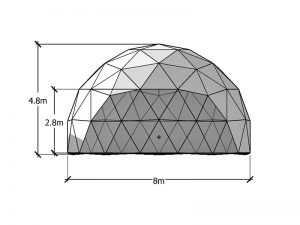 Tamaño de la cúpula geodésica de 8mm
